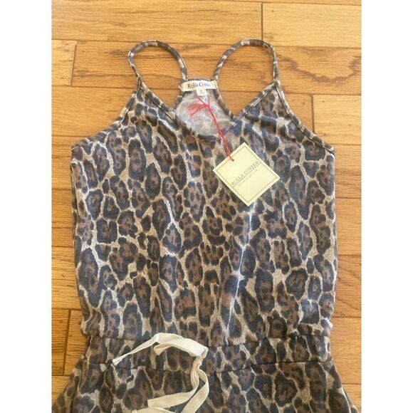 NWT Rolla Coster women's animal leopard print tied waist racerback romper small - Picture 3 of 9